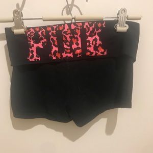 VS PINK Foldover yoga shorts in pink animal print